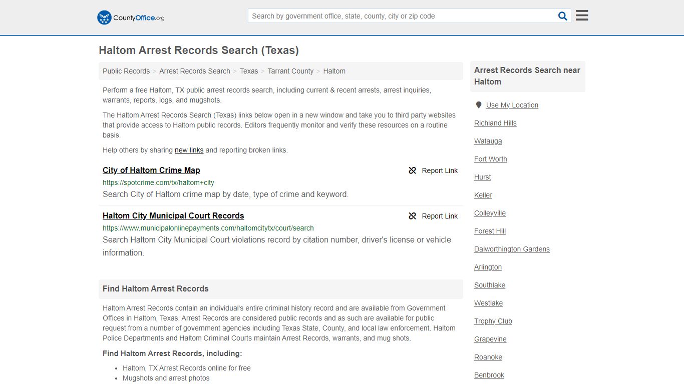 Arrest Records Search - Haltom, TX (Arrests & Mugshots) - County Office